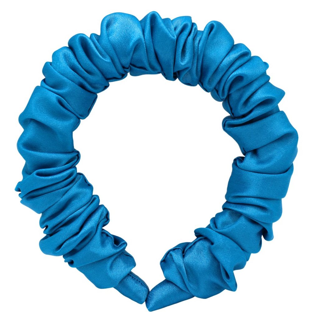 Ruched Satin Headband, Turquoise Blue Satin Headband